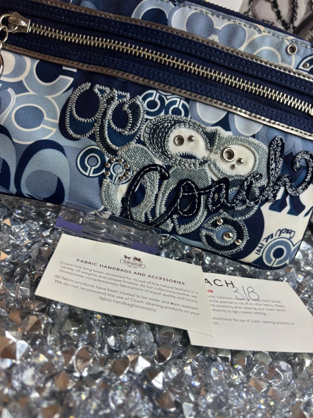 Coach Poppy Blue Denim Glam wristlet NWOT - Picture 3 of 12